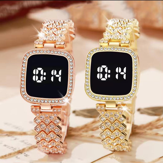 Ladies led ice stone stylish watch